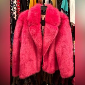 Authentic Michael Kors hot pink faux fur jacket. New with tags. Size Large.